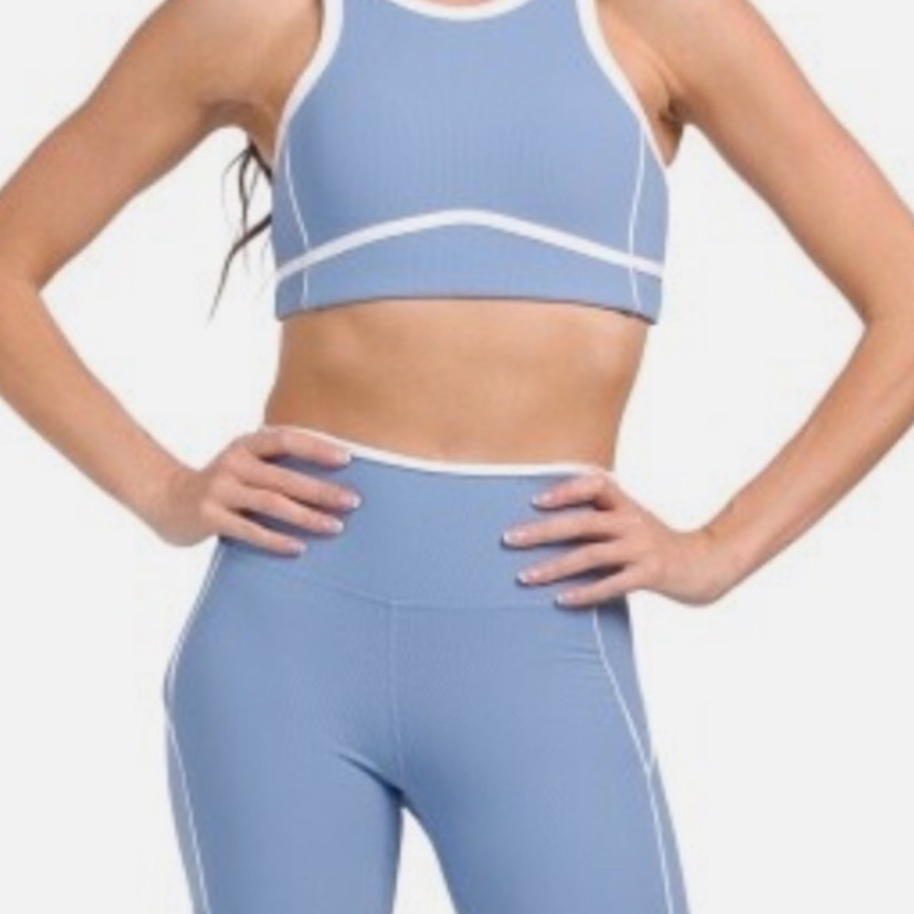 Wilo Women's Blue and White Sports Bra - Picture 7 of 8